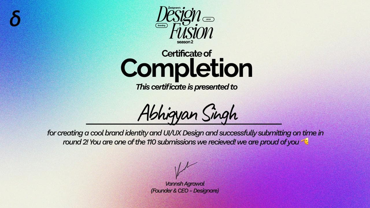 Design Fusion certificate